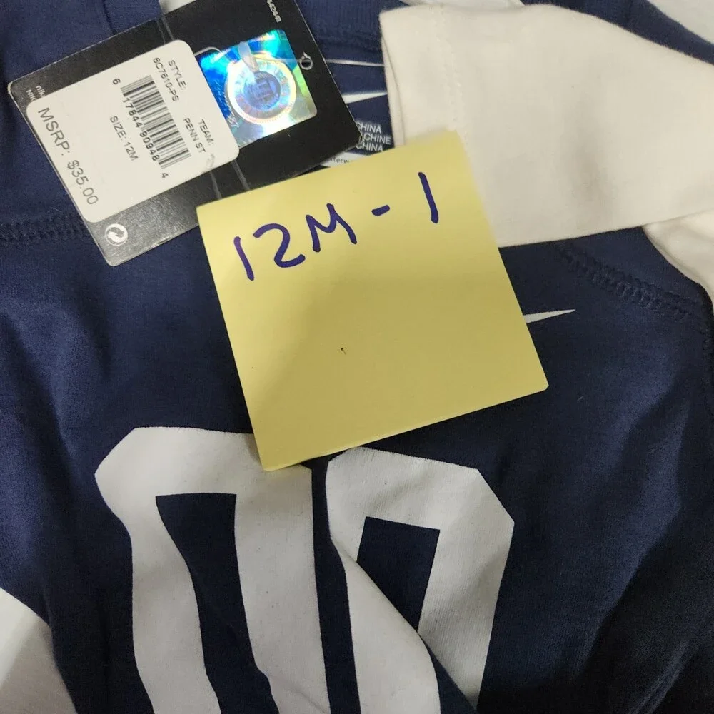Nike Penn State Baby Bodysuit 12M Navy Blue Long Sleeve 100% Cotton Infant New